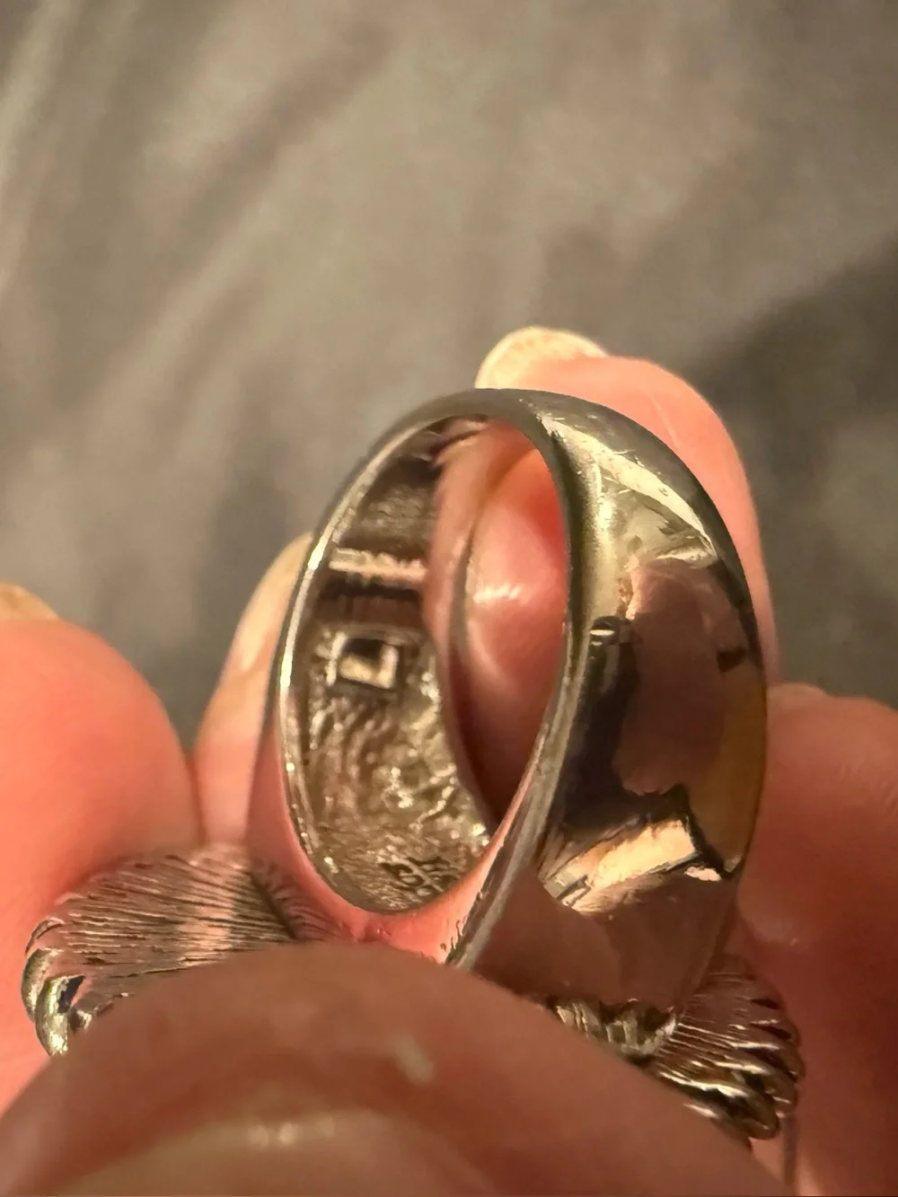 Vintage Sterling Silver Blue Statement Ring Large Oval Cabochon Boho
